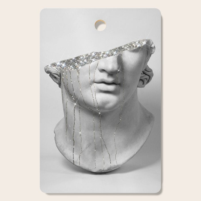 DIAMOND TEARS (b/w) | collage art by Yana Potter | black and white | sculpture | mythology | bling and shine Cutting Board Gallery Image 1