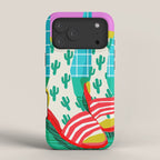 Sliders - memphis throwback retro neon 1980s 80s style pop art shoe fashion grid pattern socks iPhone Case Gallery Image 4