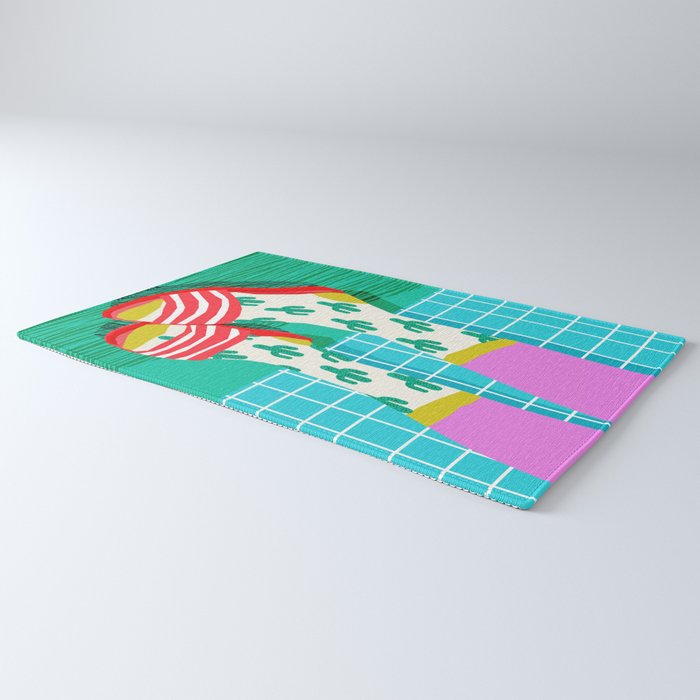 Sliders - memphis throwback retro neon 1980s 80s style pop art shoe fashion grid pattern socks Rug Gallery Image 3