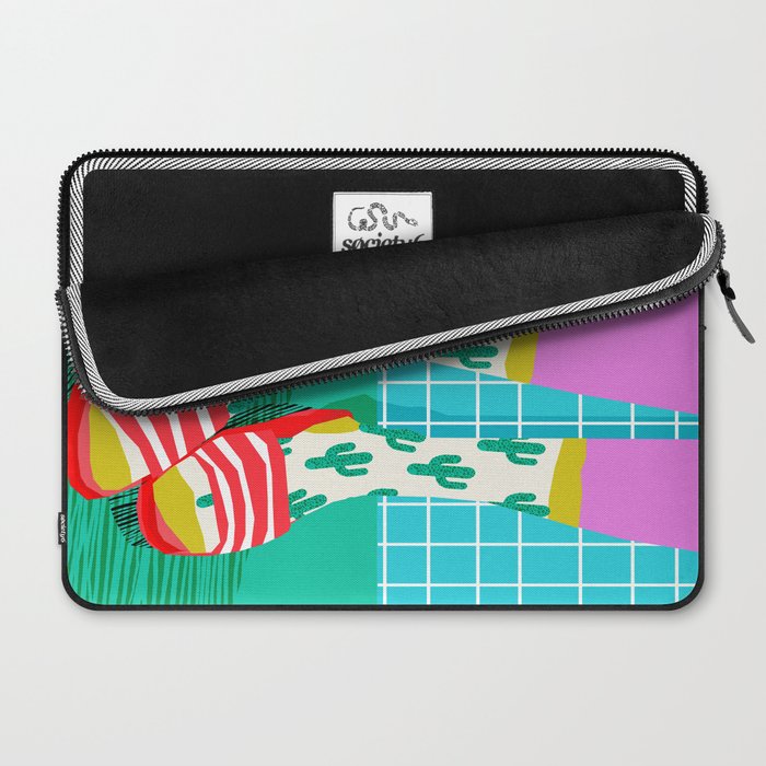 Sliders - memphis throwback retro neon 1980s 80s style pop art shoe fashion grid pattern socks Laptop Sleeve Gallery Image 2