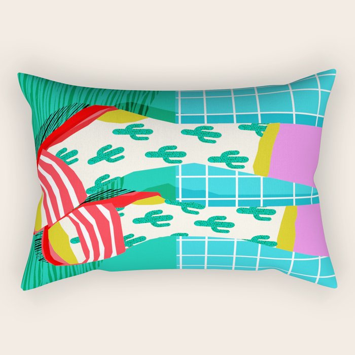 Sliders - memphis throwback retro neon 1980s 80s style pop art shoe fashion grid pattern socks Rectangular Pillow Gallery Image 2