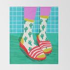 Sliders - memphis throwback retro neon 1980s 80s style pop art shoe fashion grid pattern socks Throw Blanket Gallery Image 2