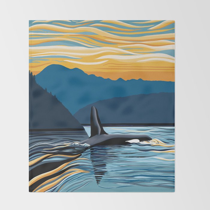 Evening swim Throw Blanket Gallery Image 2