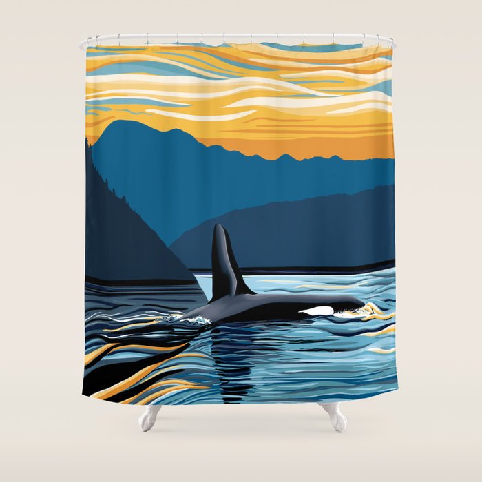 Evening swim Shower Curtain Gallery Image 1
