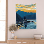 Evening swim Wall Tapestry Gallery Image 2