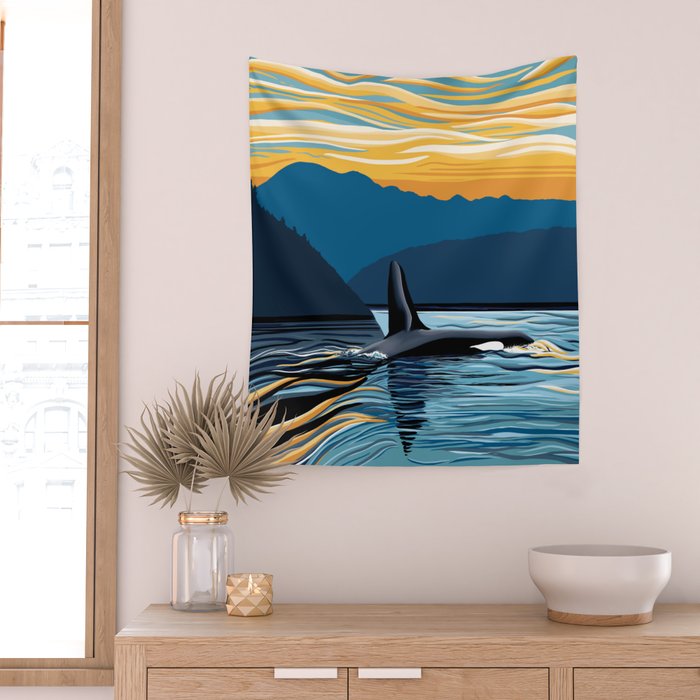 Evening swim Wall Tapestry Gallery Image 2