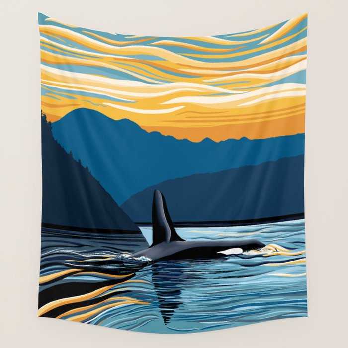 Evening swim Wall Tapestry Gallery Image 4