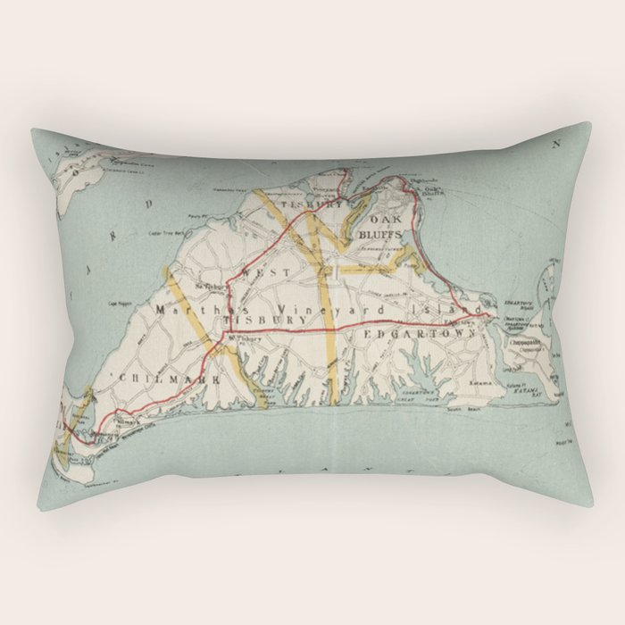 Vintage Map of Martha's Vineyard (1917) Rectangular Pillow Gallery Image 2