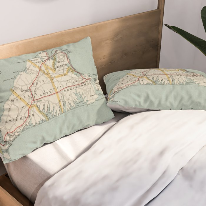 Vintage Map of Martha's Vineyard (1917) Pillow Sham Gallery Image 2