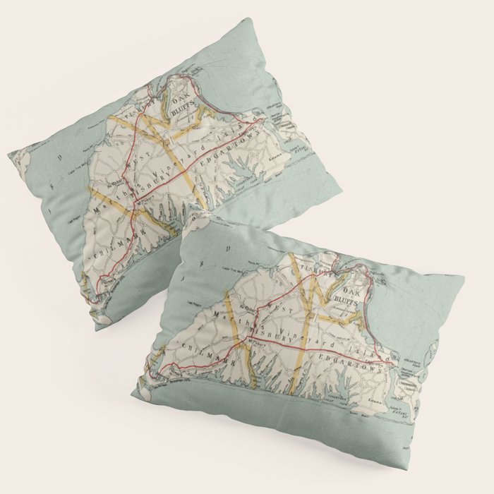 Vintage Map of Martha's Vineyard (1917) Pillow Sham Gallery Image 3