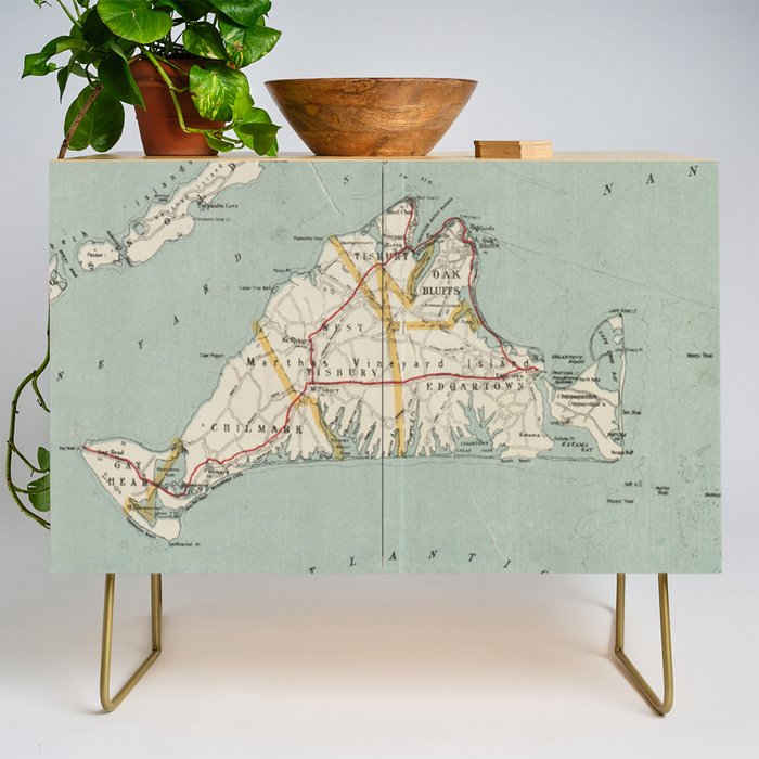 Vintage Map of Martha's Vineyard (1917) Credenza Gallery Image 1