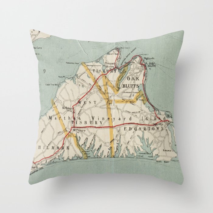 Vintage Map of Martha's Vineyard (1917) Throw Pillow Gallery Image 6