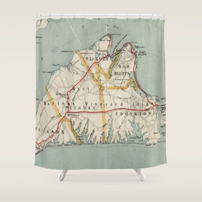 Vintage Map of Martha's Vineyard (1917) Shower Curtain Gallery Image 1