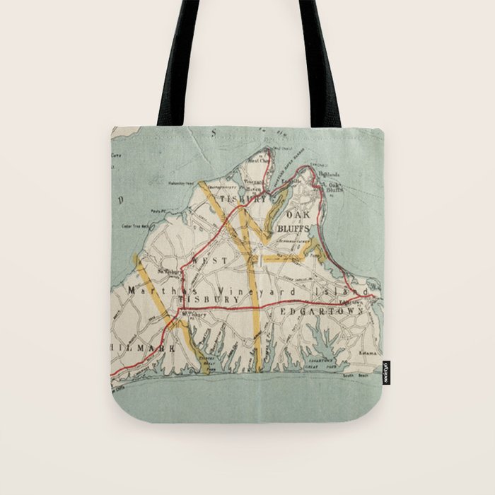 Vintage Map of Martha's Vineyard (1917) Tote Bag Gallery Image 1