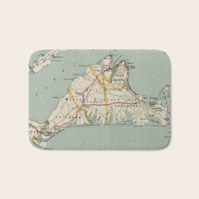 Vintage Map of Martha's Vineyard (1917) Bath Mat Gallery Image 1