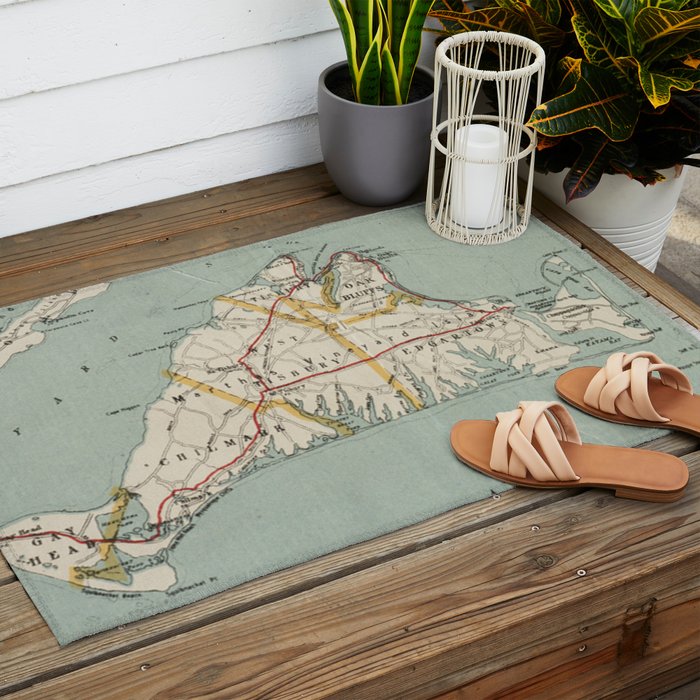 Vintage Map of Martha's Vineyard (1917) Outdoor Rug Gallery Image 2