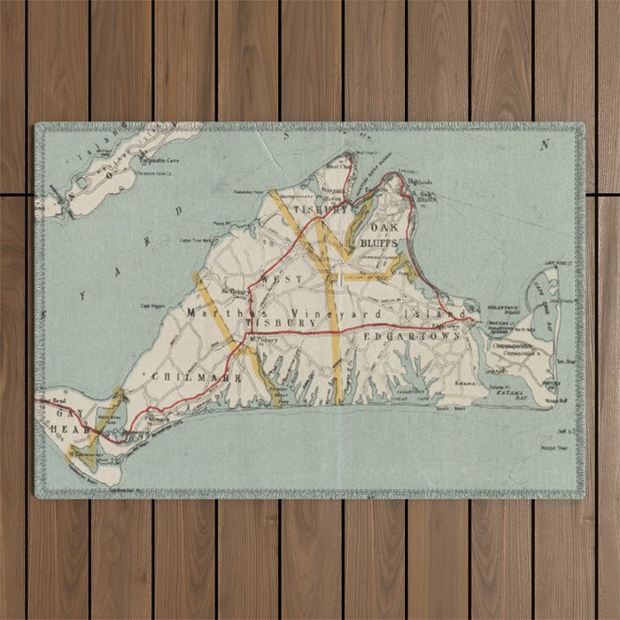 Vintage Map of Martha's Vineyard (1917) Outdoor Rug Gallery Image 1