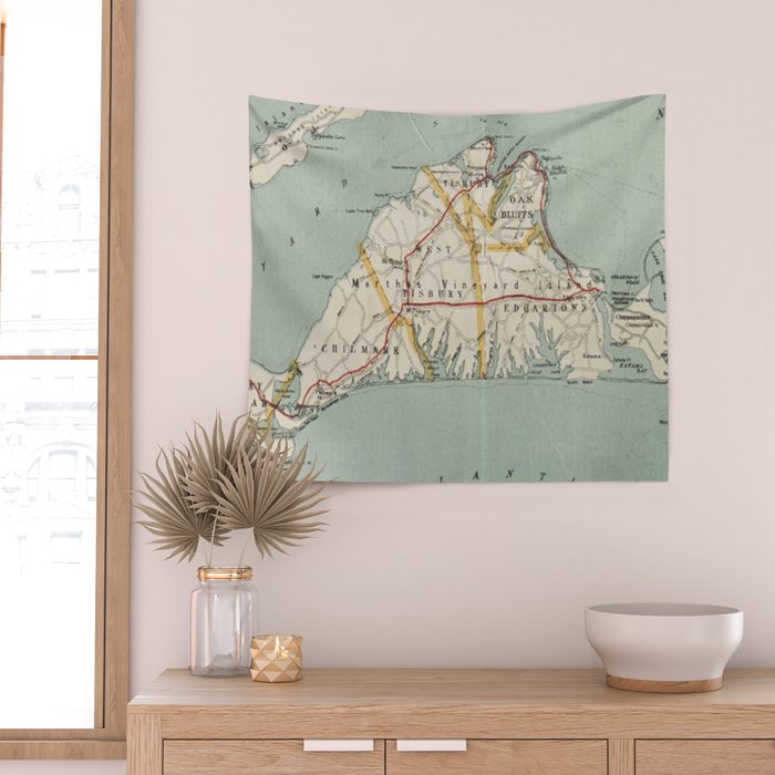 Vintage Map of Martha's Vineyard (1917) Wall Tapestry Gallery Image 2