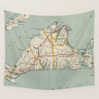 Vintage Map of Martha's Vineyard (1917) Wall Tapestry Gallery Image 4