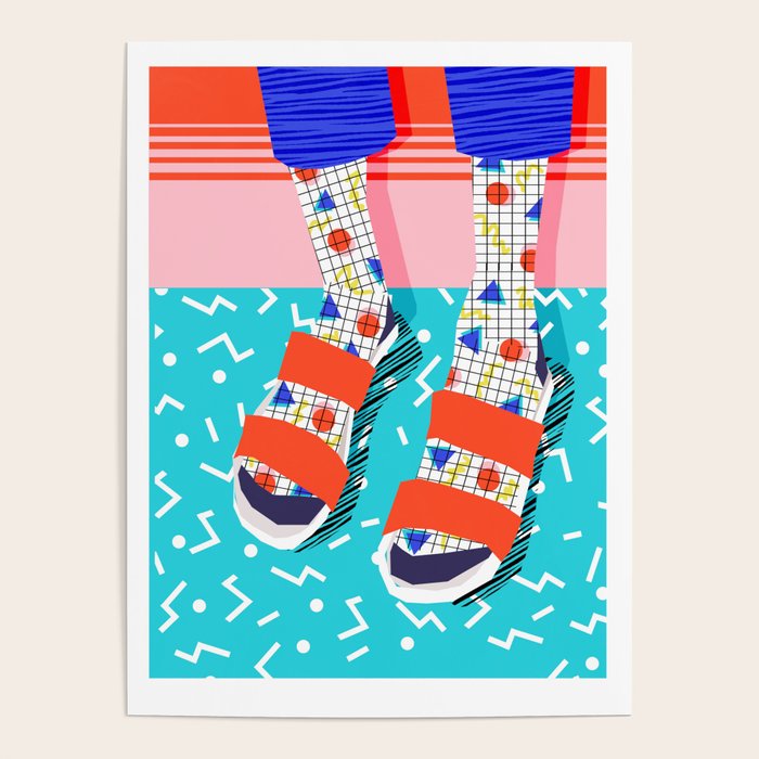 No Doi - memphis throwback retro classic style fashion 1980s 80s hipster shoes socks urban trendy Poster Gallery Image 4