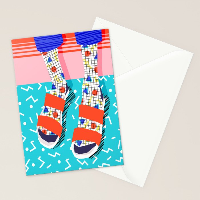 No Doi - memphis throwback retro classic style fashion 1980s 80s hipster shoes socks urban trendy Stationery Card Gallery Image 2