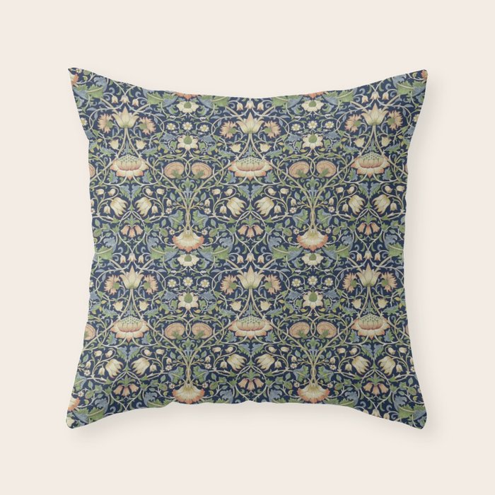 William Morris Vintage Lodden Indigo Blue Mineral Throw Pillow Gallery Image 6