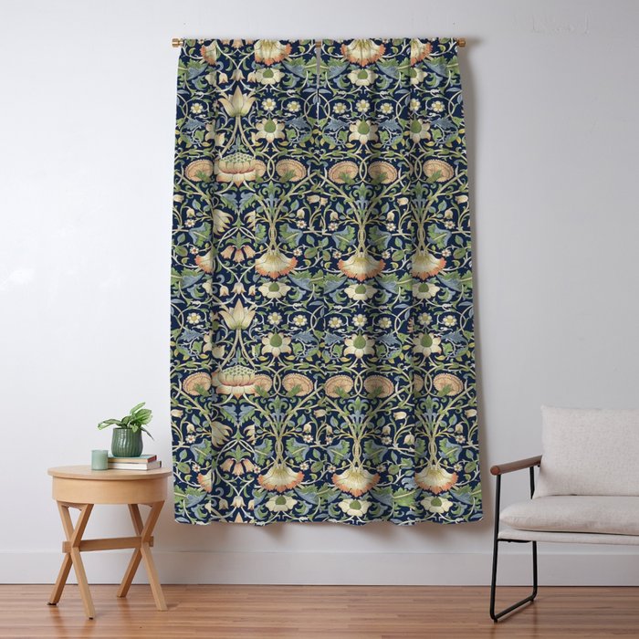 William Morris Vintage Lodden Indigo Blue Mineral Window Curtain Gallery Image 5