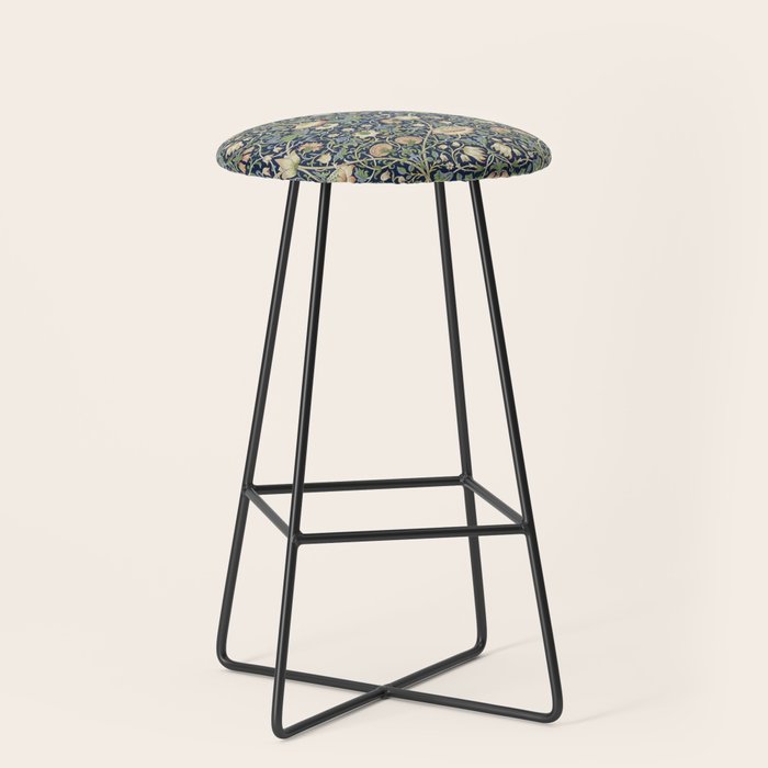 William Morris Vintage Lodden Indigo Blue Mineral Stool Gallery Image 1