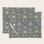 William Morris Vintage Lodden Indigo Blue Mineral Placemat Gallery Image 1