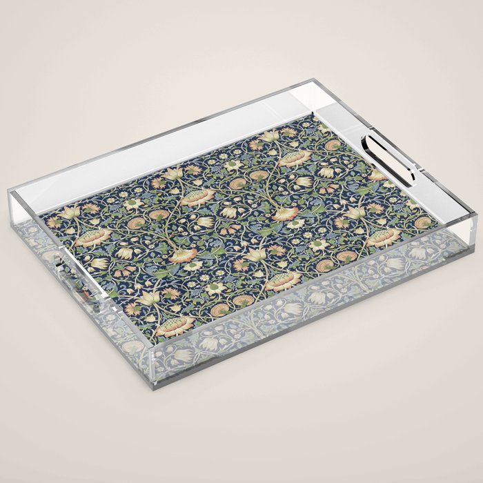 William Morris Vintage Lodden Indigo Blue Mineral Acrylic Tray Gallery Image 1