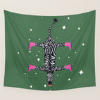 Cool zebras with fuchsia pink shoes and red lips illustration  Wall Tapestry Gallery Image 4