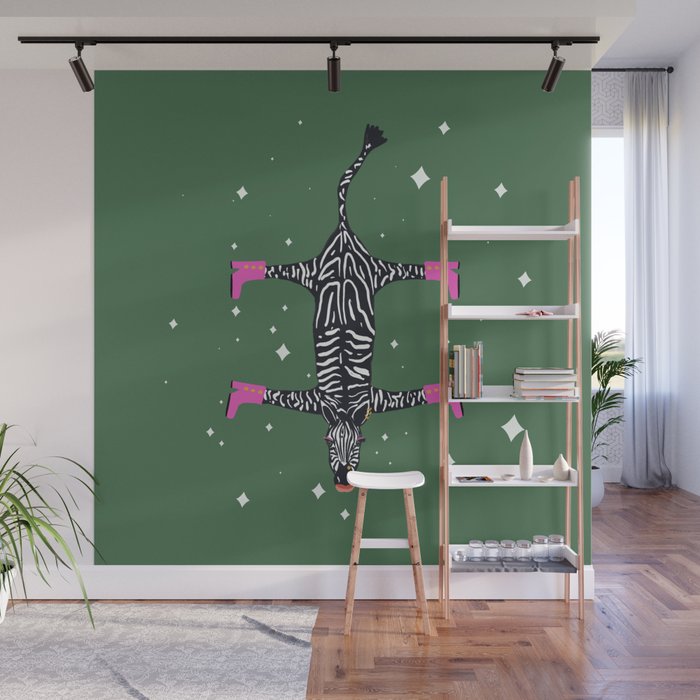 Cool zebras with fuchsia pink shoes and red lips illustration  Wall Mural Gallery Image 1