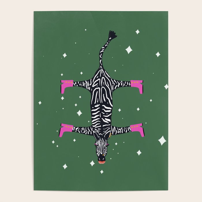 Cool zebras with fuchsia pink shoes and red lips illustration  Poster Gallery Image 1