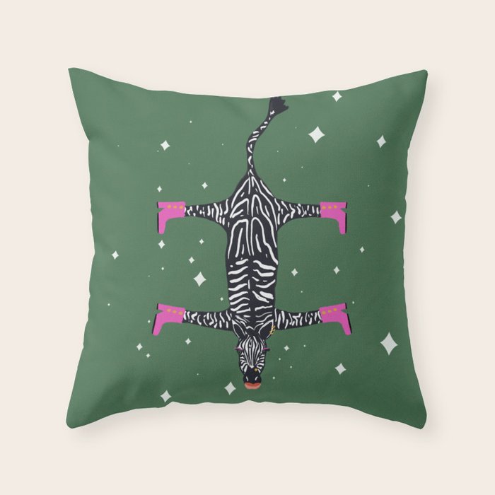 Cool zebras with fuchsia pink shoes and red lips illustration  Throw Pillow Gallery Image 1