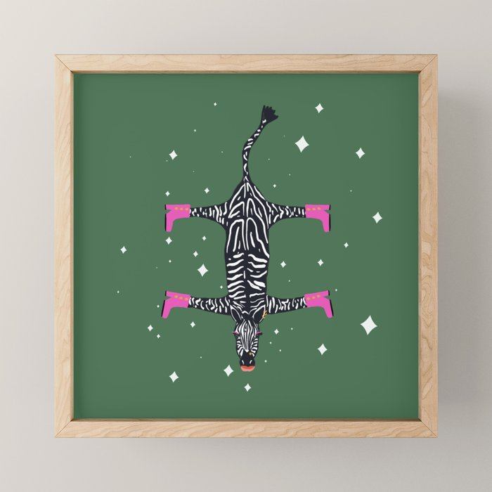 Cool zebras with fuchsia pink shoes and red lips illustration  Mini Art Print Gallery Image 1