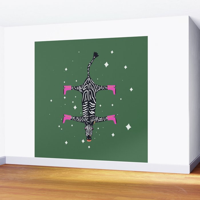 Cool zebras with fuchsia pink shoes and red lips illustration  Wall Mural Gallery Image 2