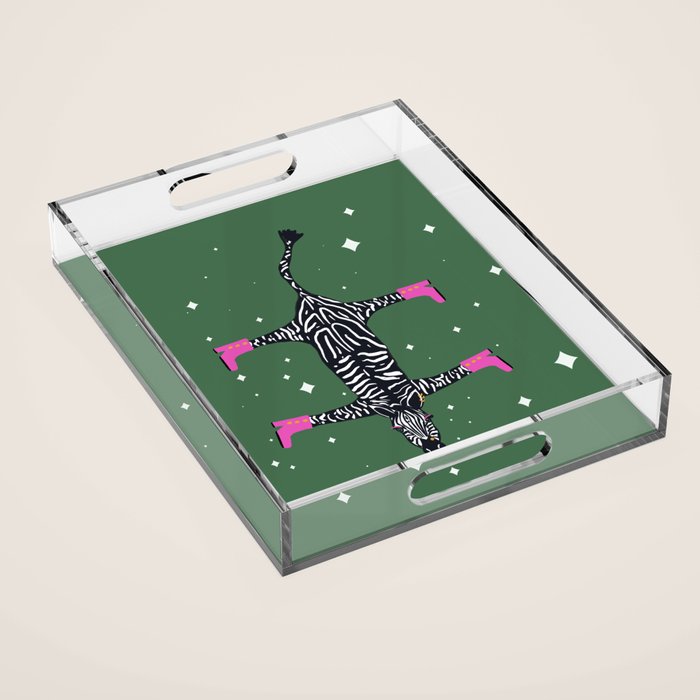 Cool zebras with fuchsia pink shoes and red lips illustration  Acrylic Tray Gallery Image 1