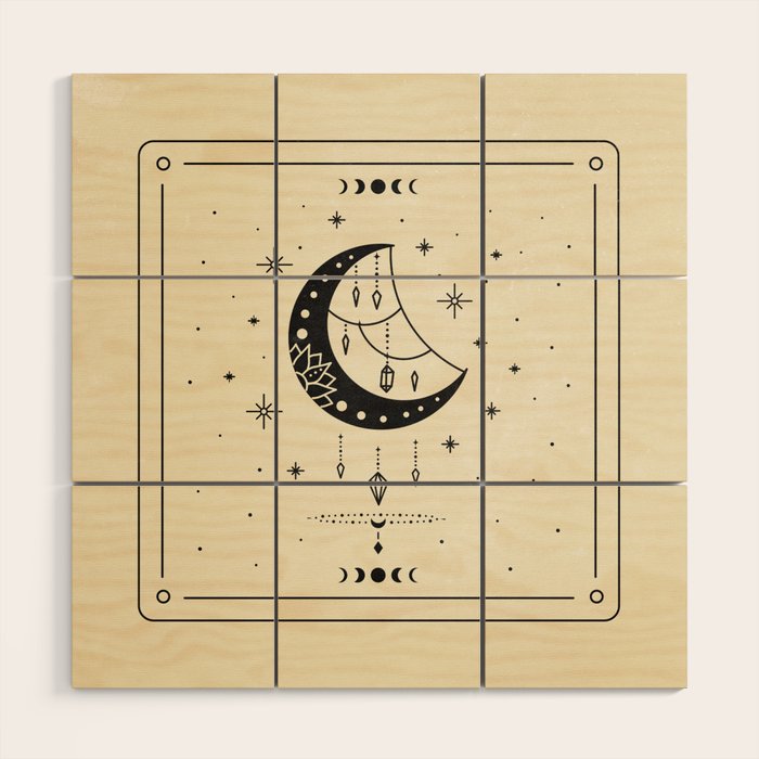 Mystic Moon & Stars: The Beige Edition Wood Wall Art Gallery Image 1
