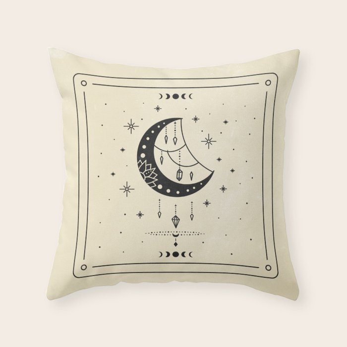 Mystic Moon & Stars: The Beige Edition Throw Pillow Gallery Image 6