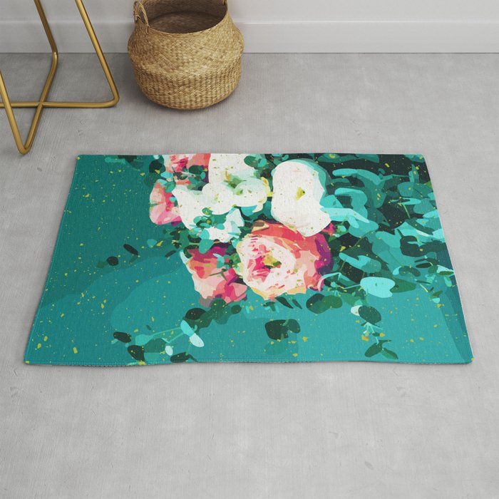 Floral & Confetti #digitalart #floral Rug Gallery Image 1