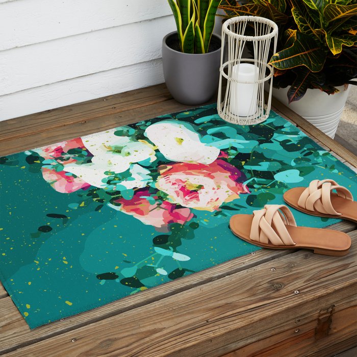 Floral & Confetti #digitalart #floral Outdoor Rug Gallery Image 2