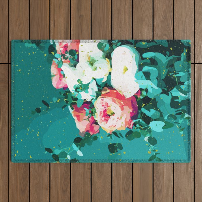 Floral & Confetti #digitalart #floral Outdoor Rug Gallery Image 1