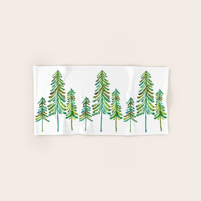 Pine Trees - Green Palette Bath Towel Gallery Image 1