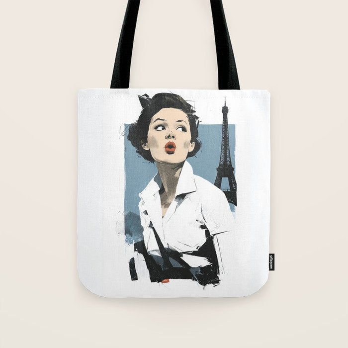 Parisian Glamour in Retro Style Tote Bag Gallery Image 1