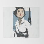 Parisian Glamour in Retro Style Throw Blanket Gallery Image 2
