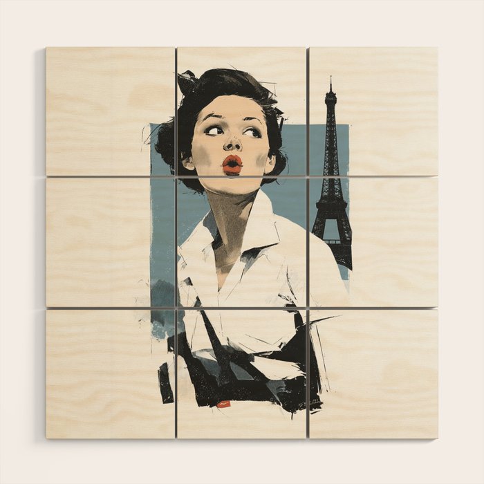 Parisian Glamour in Retro Style Wood Wall Art Gallery Image 1