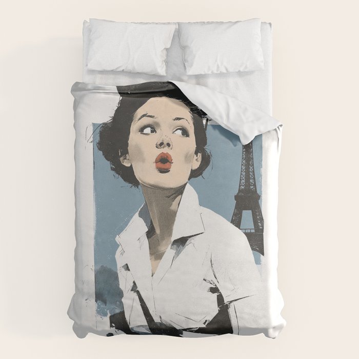 Parisian Glamour in Retro Style Duvet Cover Gallery Image 1