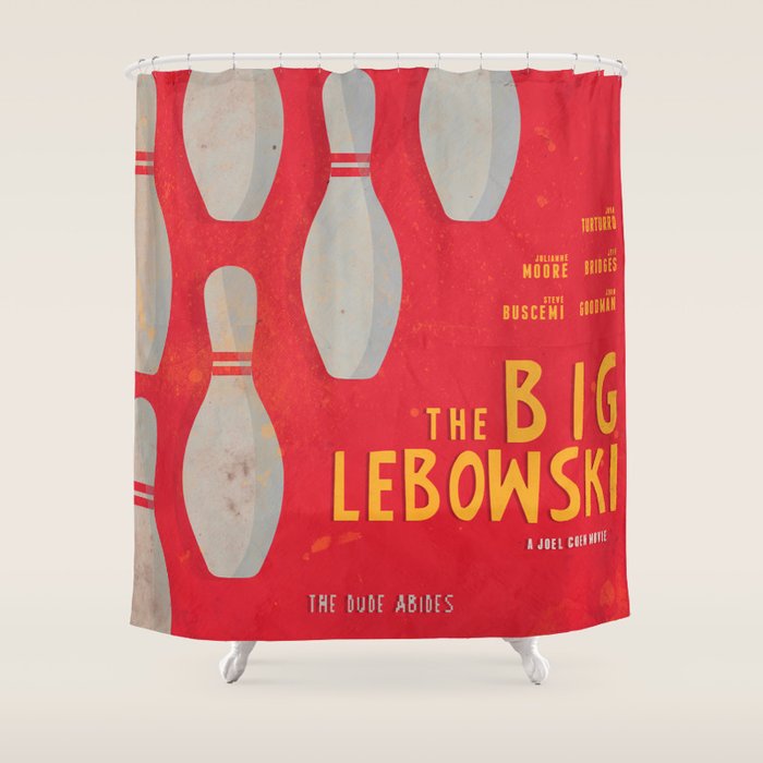 The Big Lebowski - Movie Poster, Coen brothers film, Jeff Bridges, John Turturro, bowling Shower Curtain Gallery Image 1