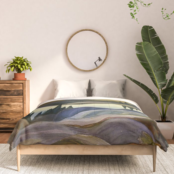 Canadian Landscape Franklin Carmichael Art Nouveau Post-Impressionism Mirror Lake Comforter Gallery Image 3