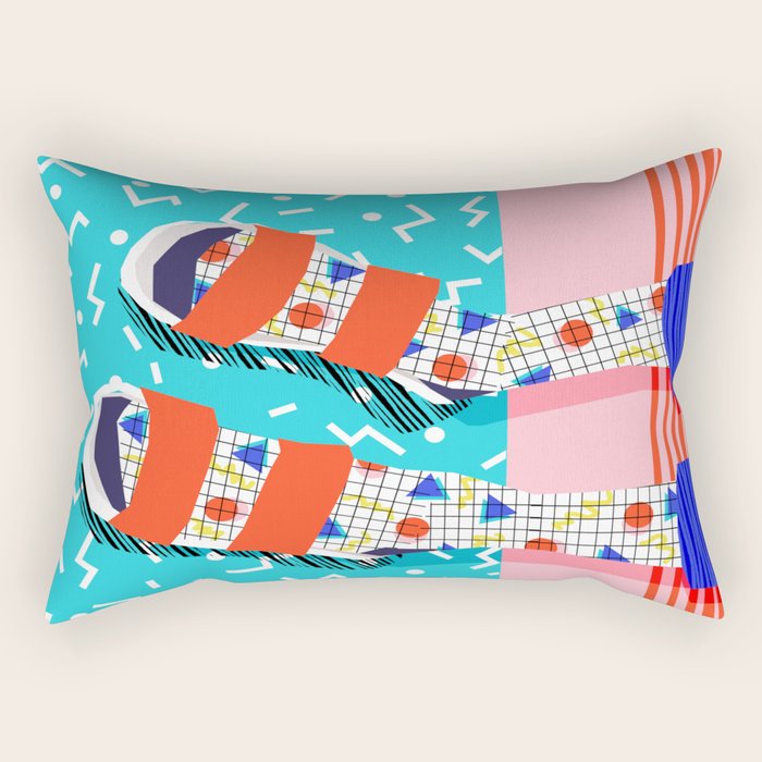 No Doi - memphis throwback retro classic style fashion 1980s 80s hipster shoes socks urban trendy Rectangular Pillow Gallery Image 2